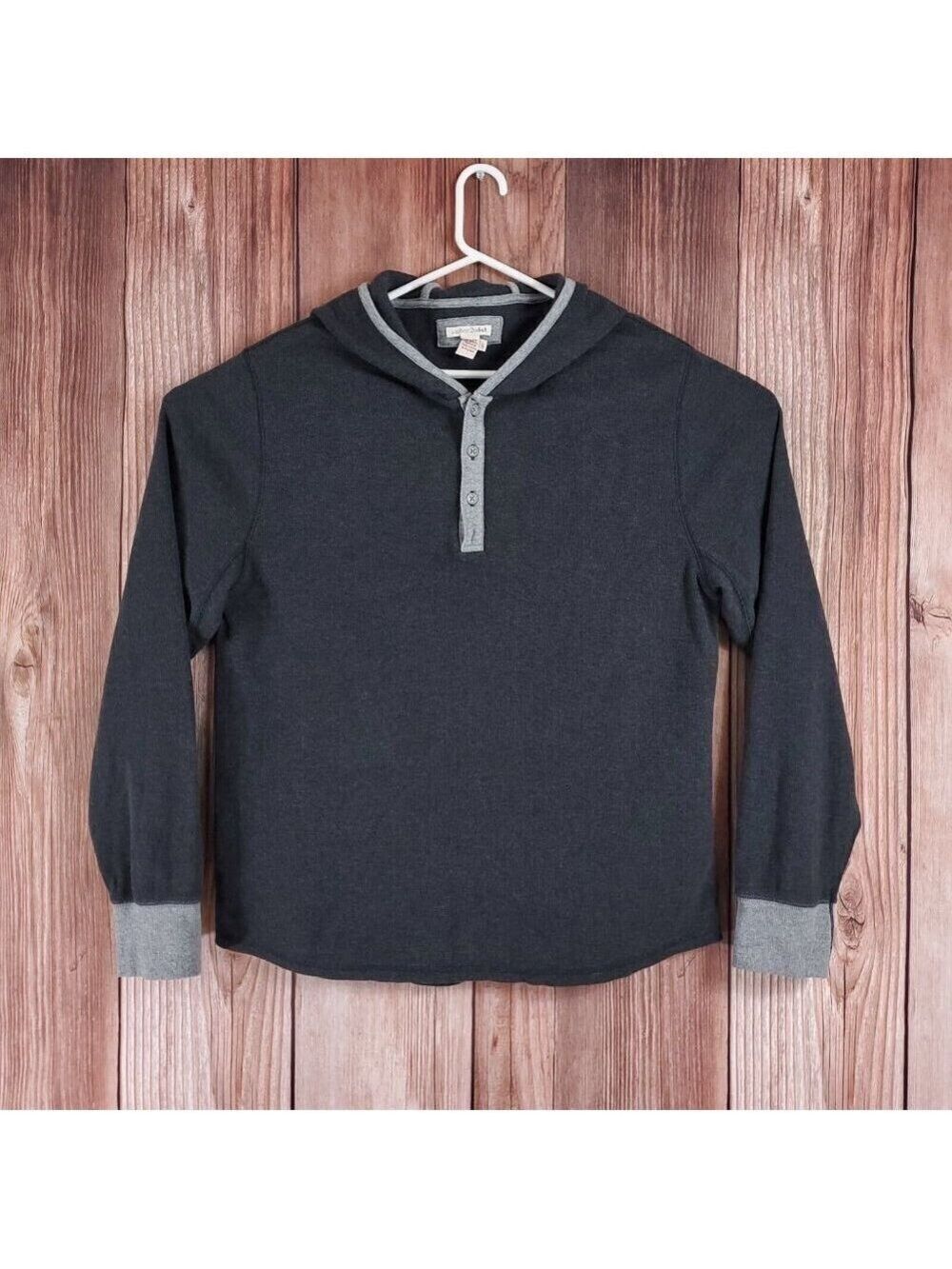 Carbon2Cobalt Mens Size Large Gray Thermal Henley Hoodie Sweatshirt Cotton